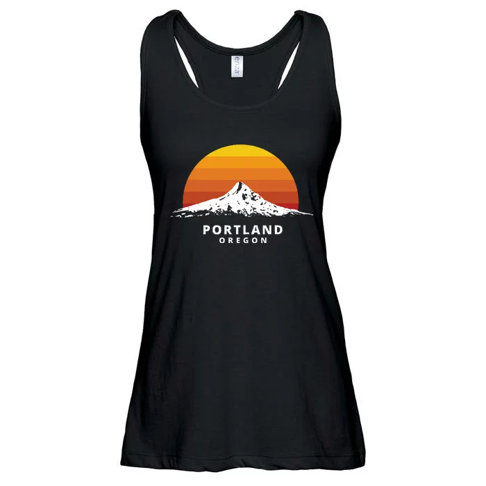 Portland Oregon Mt. Hood Sunset Ladies Essential Flowy Tank