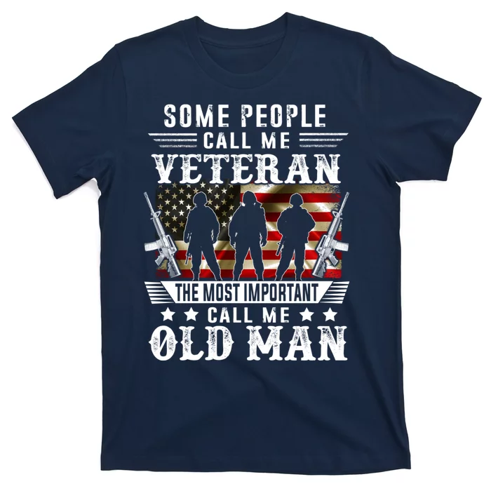 Proud Old Man Veteran American Flag Tees Veterans T-Shirt