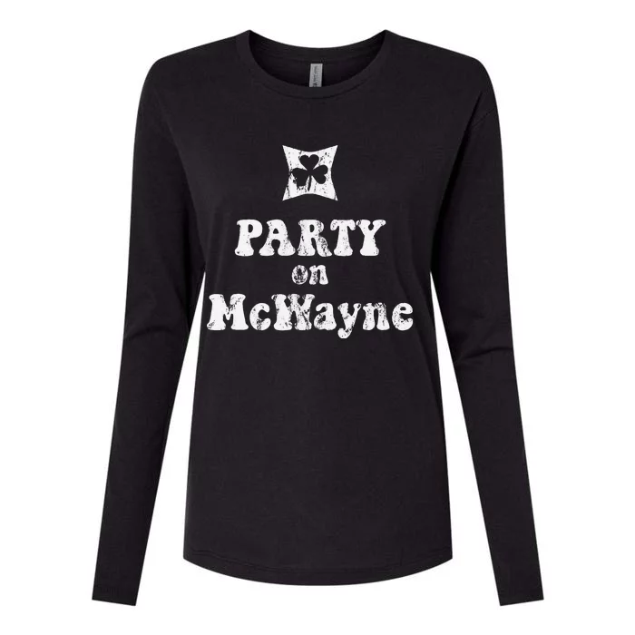 Party On McWayne Green St. Patrick's Day Holiday Celebration Womens Cotton Relaxed Long Sleeve T-Shirt