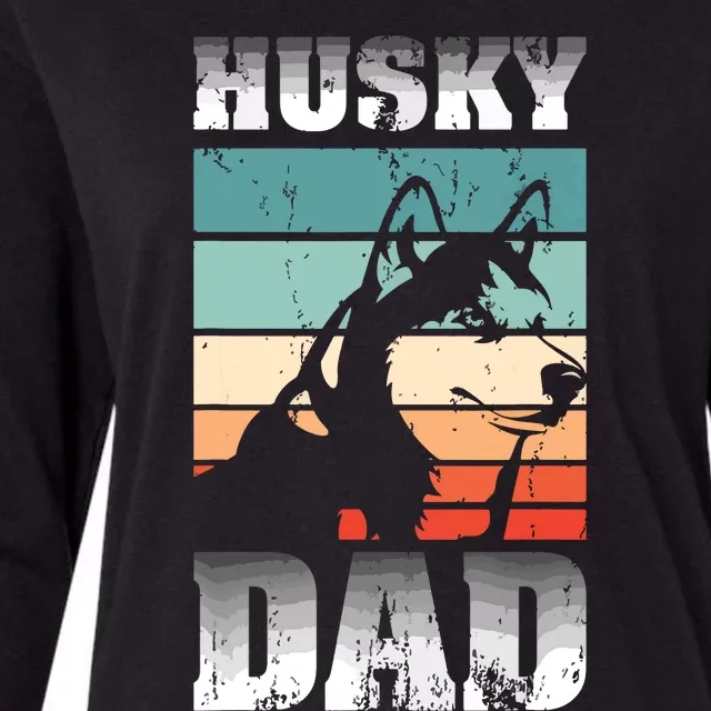 Pet Owner Men Husky Dad Fathers Day Dog Animal Retro Husky Womens Cotton Relaxed Long Sleeve T-Shirt