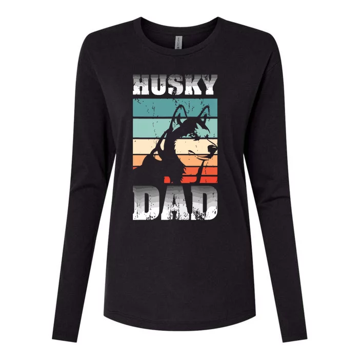 Pet Owner Men Husky Dad Fathers Day Dog Animal Retro Husky Womens Cotton Relaxed Long Sleeve T-Shirt