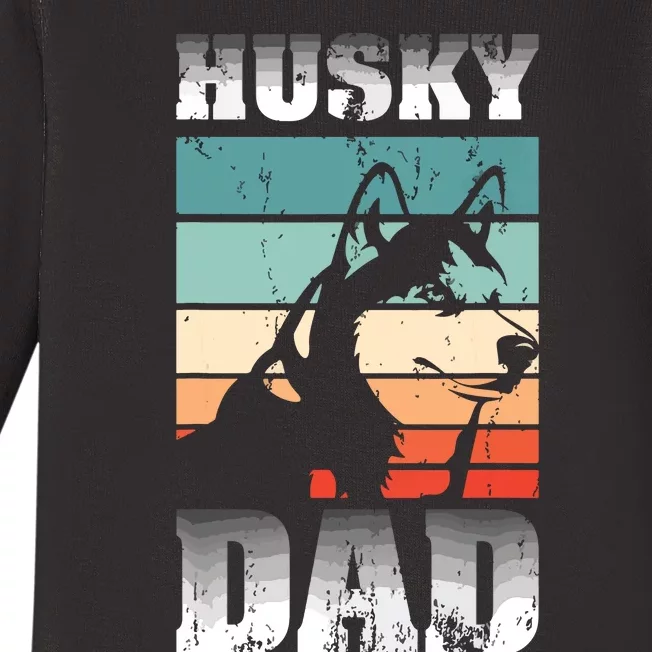 Pet Owner Men Husky Dad Fathers Day Dog Animal Retro Husky Baby Long Sleeve Bodysuit