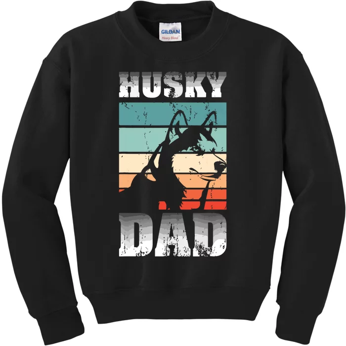 Pet Owner Men Husky Dad Fathers Day Dog Animal Retro Husky Kids Sweatshirt