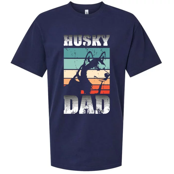 Pet Owner Men Husky Dad Fathers Day Dog Animal Retro Husky Sueded Cloud Jersey T-Shirt