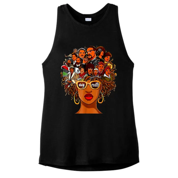 Proud Of My Roots Juneteenth Black History Melanin Women Ladies Tri-Blend Wicking Tank