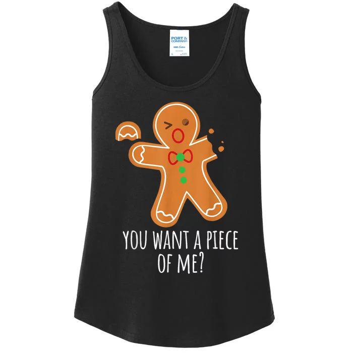 Piece Of Me Gingerbread Funny Naughty Christmas Ladies Essential Tank