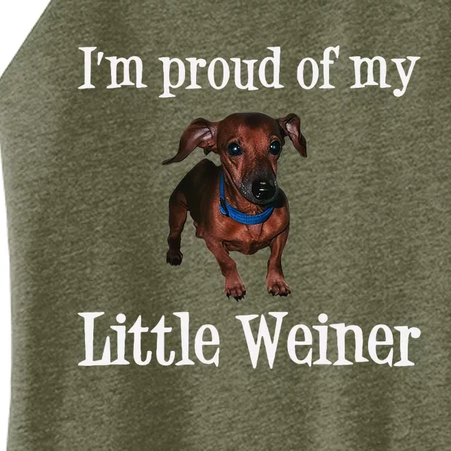 Proud Of My Little Wiener Funny Dog Women’s Perfect Tri Rocker Tank