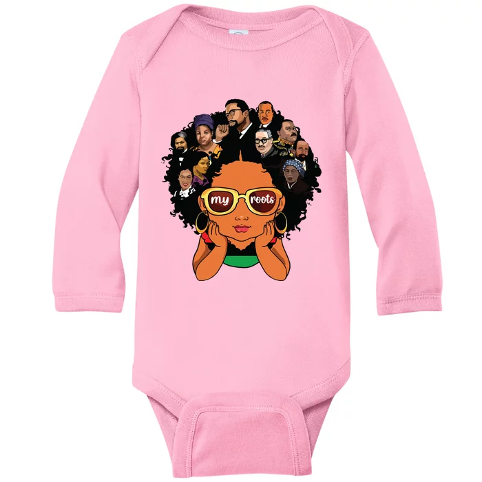 Proud Of My Roots Bhm Black Pride Black Melanin Girl Baby Long Sleeve Bodysuit