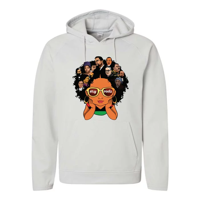 Proud Of My Roots Bhm Black Pride Black Melanin Girl Performance Fleece Hoodie