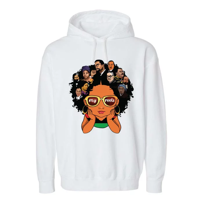 Proud Of My Roots Bhm Black Pride Black Melanin Girl Garment-Dyed Fleece Hoodie