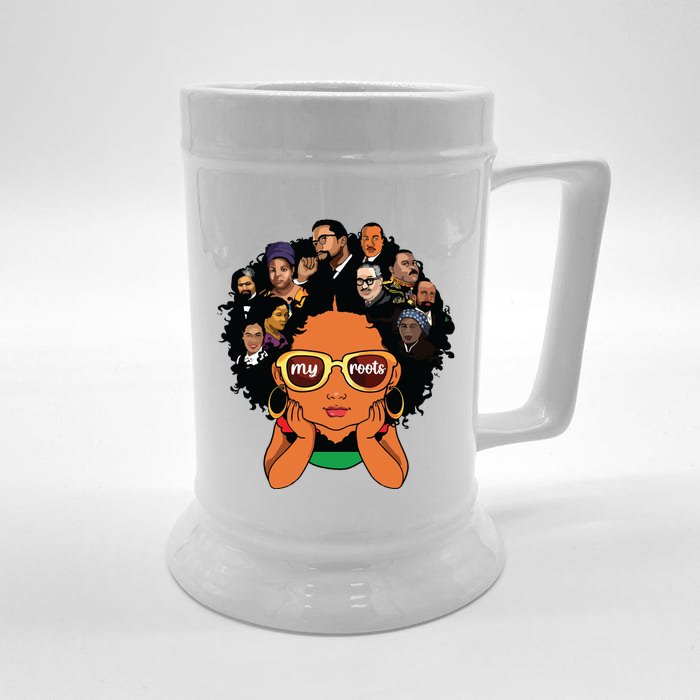 Proud Of My Roots Bhm Black Pride Black Melanin Girl Front & Back Beer Stein