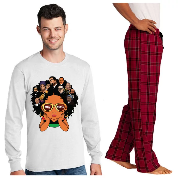 Proud Of My Roots Bhm Black Pride Black Melanin Girl Long Sleeve Pajama Set