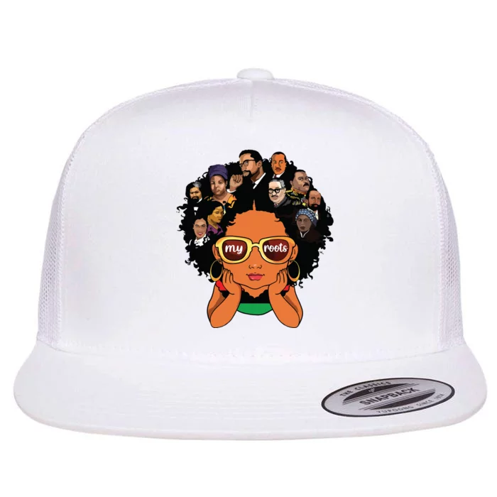 Proud Of My Roots Bhm Black Pride Black Melanin Girl Flat Bill Trucker Hat