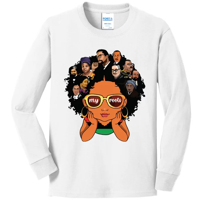 Proud Of My Roots Bhm Black Pride Black Melanin Girl Kids Long Sleeve Shirt