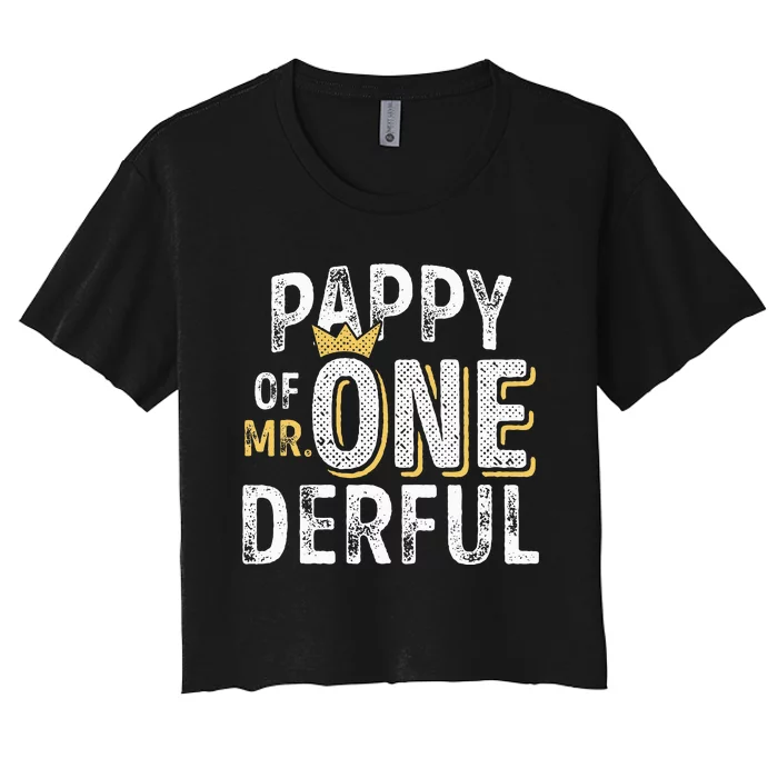 Pappy Of Mr Onederful 1st Birthday First OneDerful Matching Women's Crop Top Tee