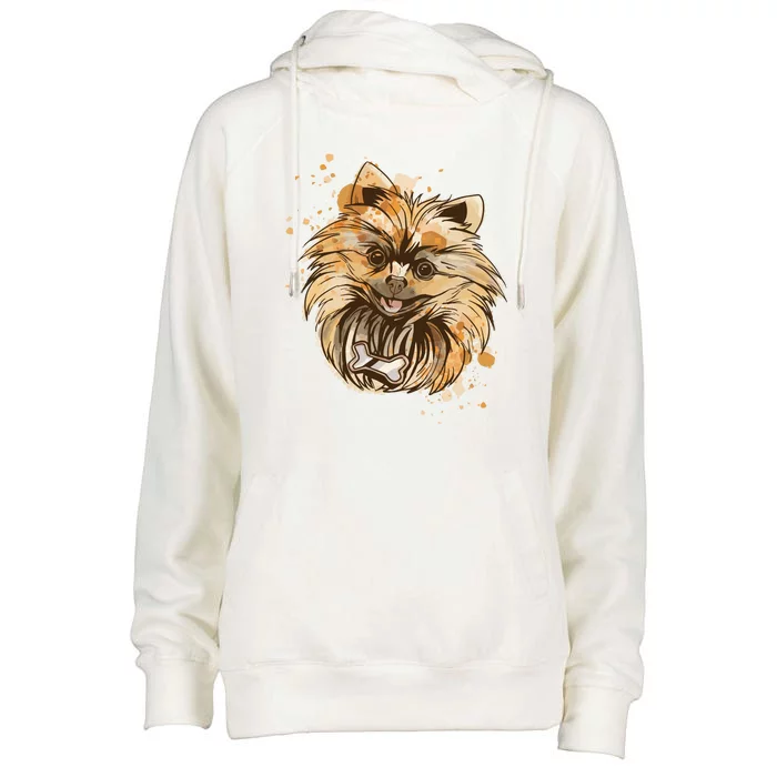 Pomeranian Dog Womens Funnel Neck Pullover Hood