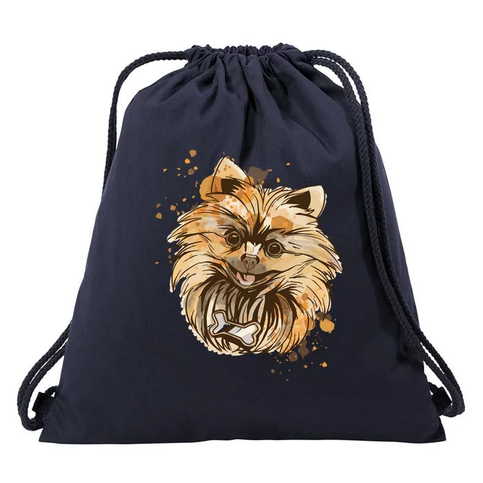 Pomeranian Dog Drawstring Bag