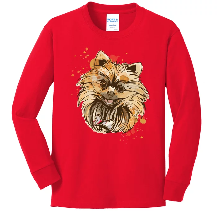 Pomeranian Dog Kids Long Sleeve Shirt