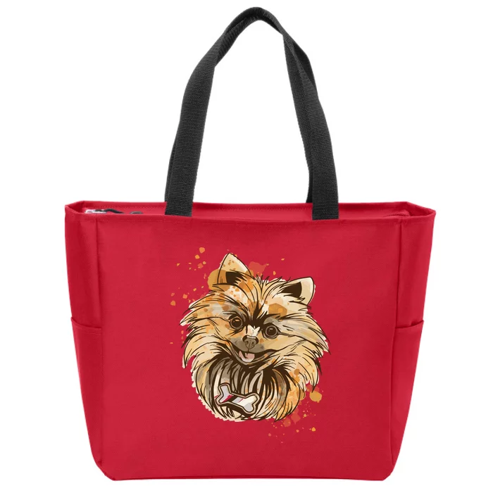 Pomeranian Dog Zip Tote Bag