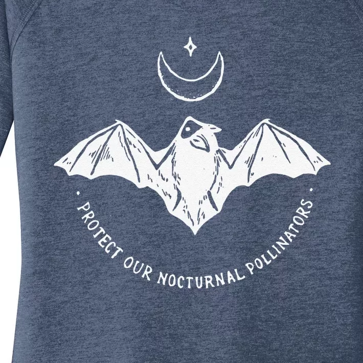 Protect Our Nocturnal Polalinators Bat With Moon Halloween Women's Perfect Tri Tunic Long Sleeve Shirt