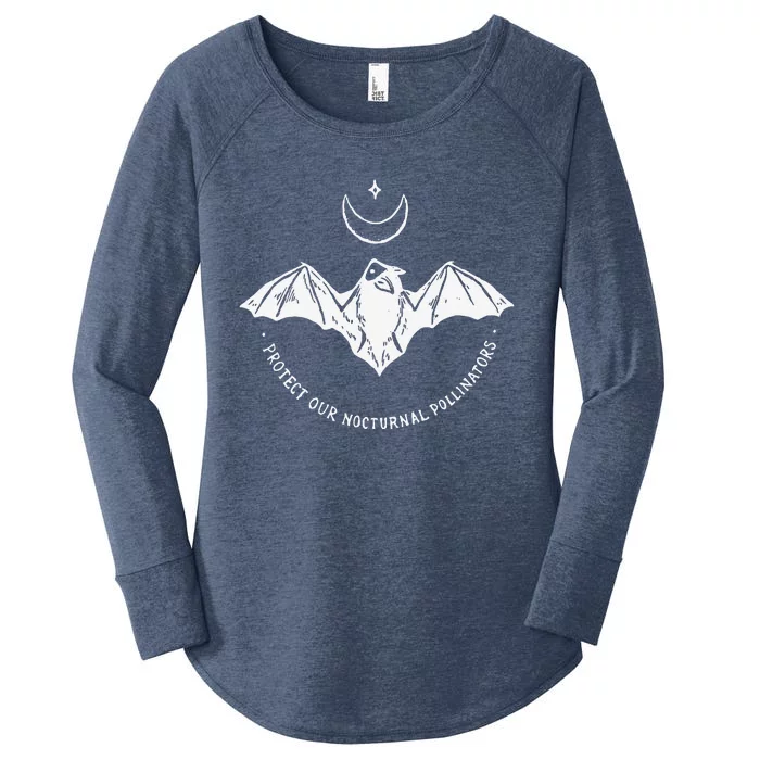 Protect Our Nocturnal Polalinators Bat With Moon Halloween Women's Perfect Tri Tunic Long Sleeve Shirt