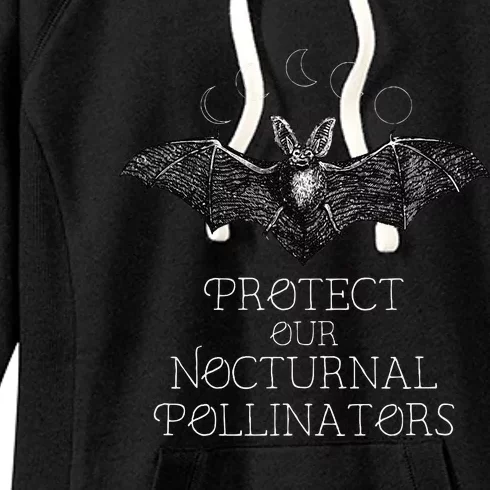 Protect Our Nocturnal Pollinators Bat Moon Phases Halloween Women's Fleece Hoodie