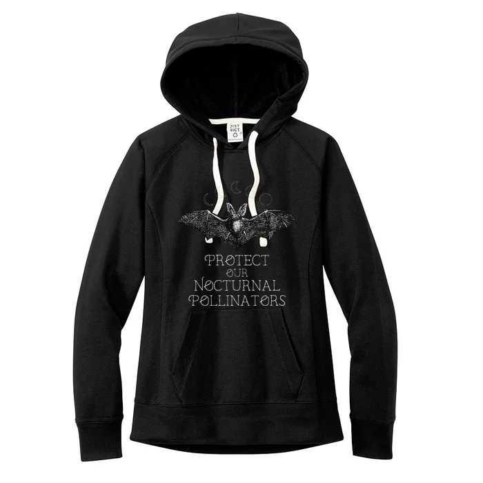 Protect Our Nocturnal Pollinators Bat Moon Phases Halloween Women's Fleece Hoodie