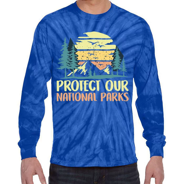 Protect Our National Parks Vintage Outdoor Camping Gift Tie-Dye Long Sleeve Shirt