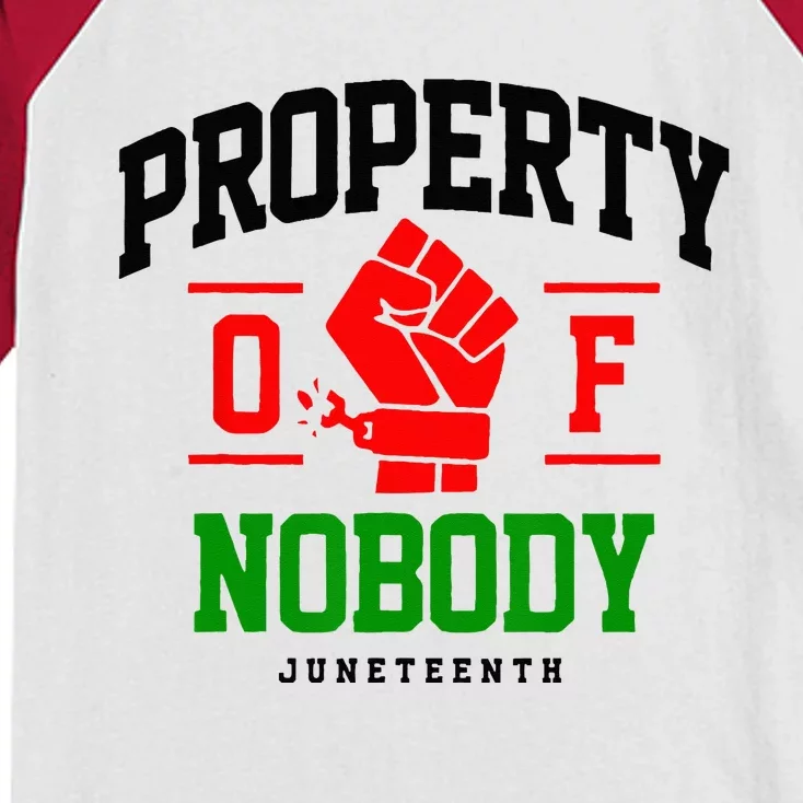 Property Of Nobody Juneteenth Black woman Gifts Kids Colorblock Raglan Jersey