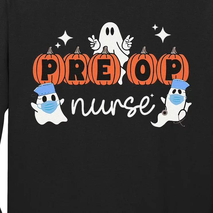 Pre Op Nurse Halloween Preoperative Nurse Ghost Boo Crew Tall Long Sleeve T-Shirt