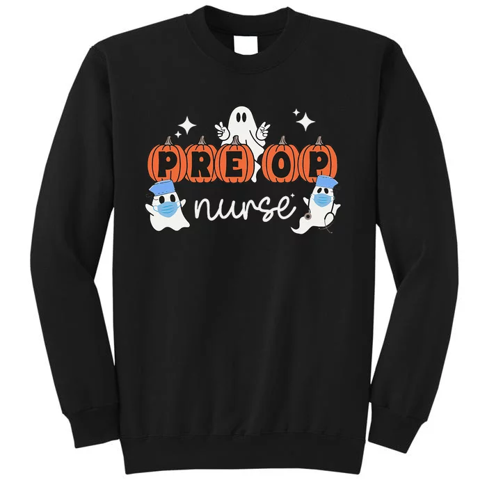 Pre Op Nurse Halloween Preoperative Nurse Ghost Boo Crew Tall Sweatshirt