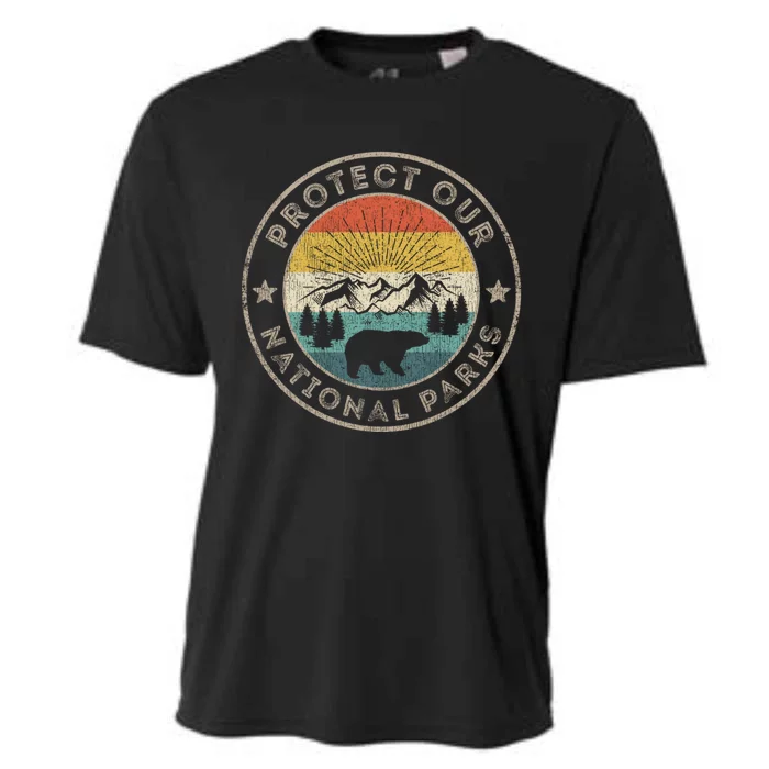 Protect Our National Parks Retro Hiking Gift Cooling Performance Crew T-Shirt