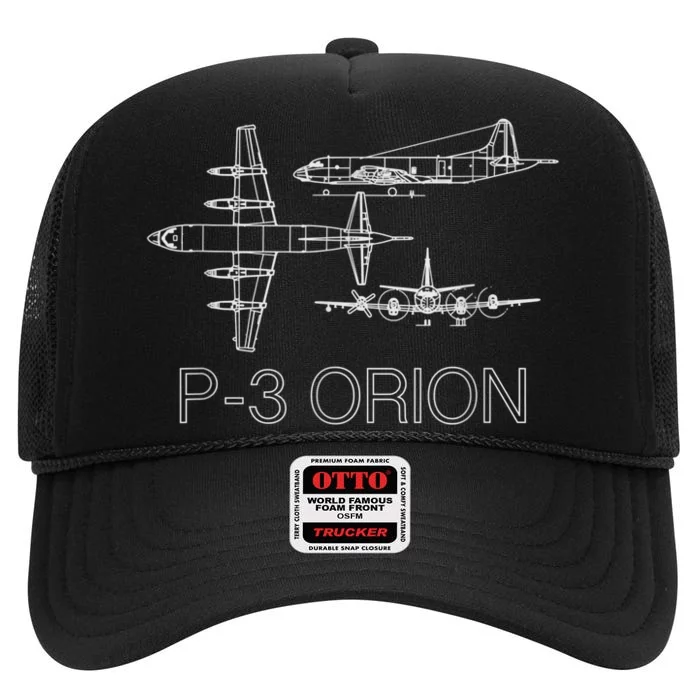 P3 Orion Navy Aircraft Crew Veteran Naval Aviation High Crown Mesh Trucker Hat