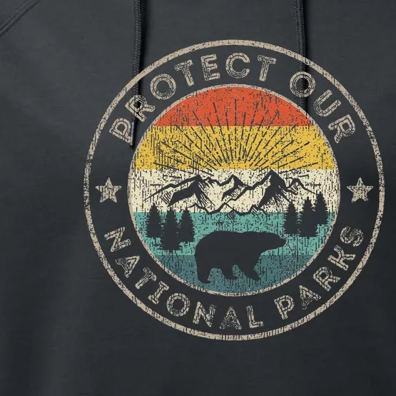 Protect Our National Parks Retro Hiking Performance Fleece Hoodie