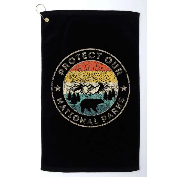 Protect Our National Parks Retro Hiking Platinum Collection Golf Towel