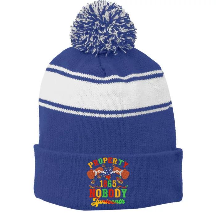 Property Of Nobody Junenth American African Freedom Great Gift Stripe Pom Pom Beanie