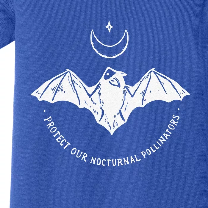 Protect Our Nocturnal Polalinators Bat With Moon Halloween Baby Bodysuit