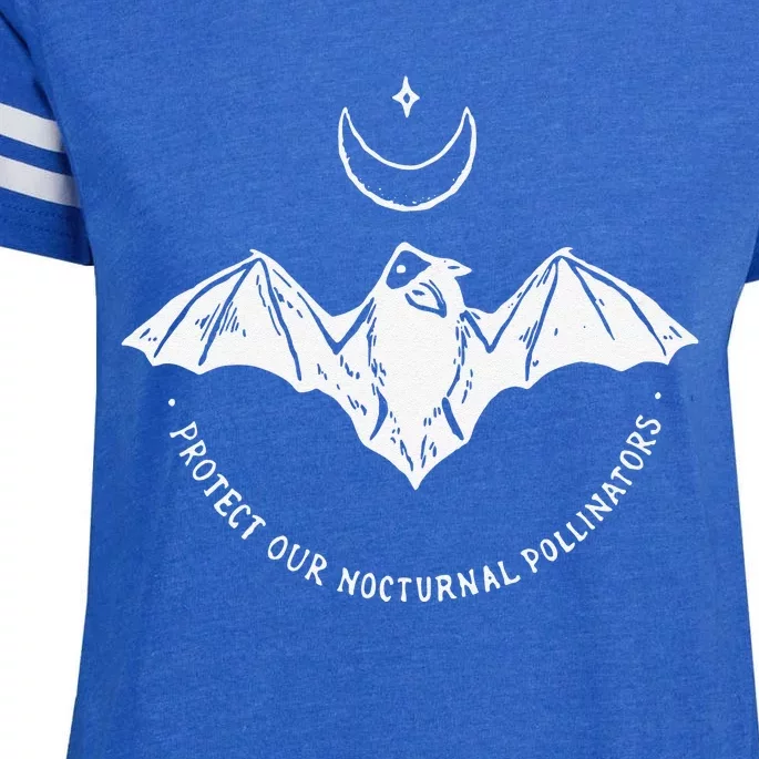 Protect Our Nocturnal Polalinators Bat With Moon Halloween Enza Ladies Jersey Football T-Shirt