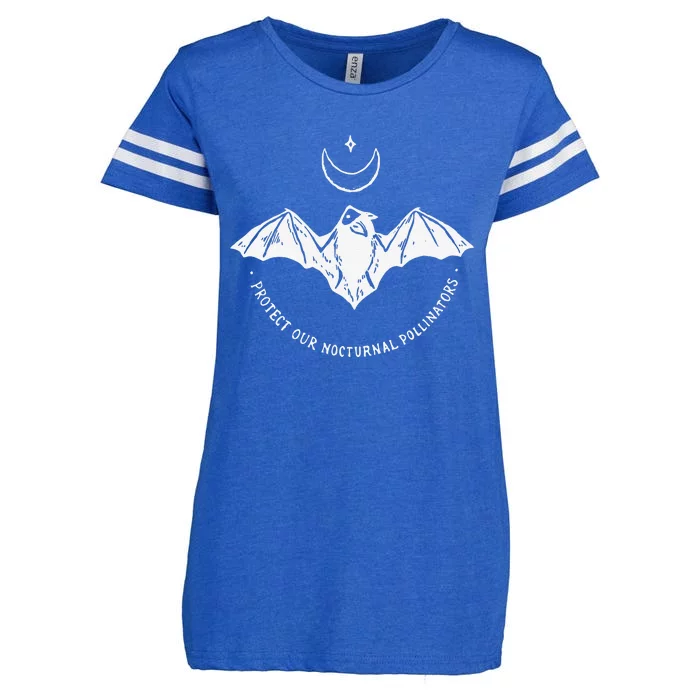 Protect Our Nocturnal Polalinators Bat With Moon Halloween Enza Ladies Jersey Football T-Shirt