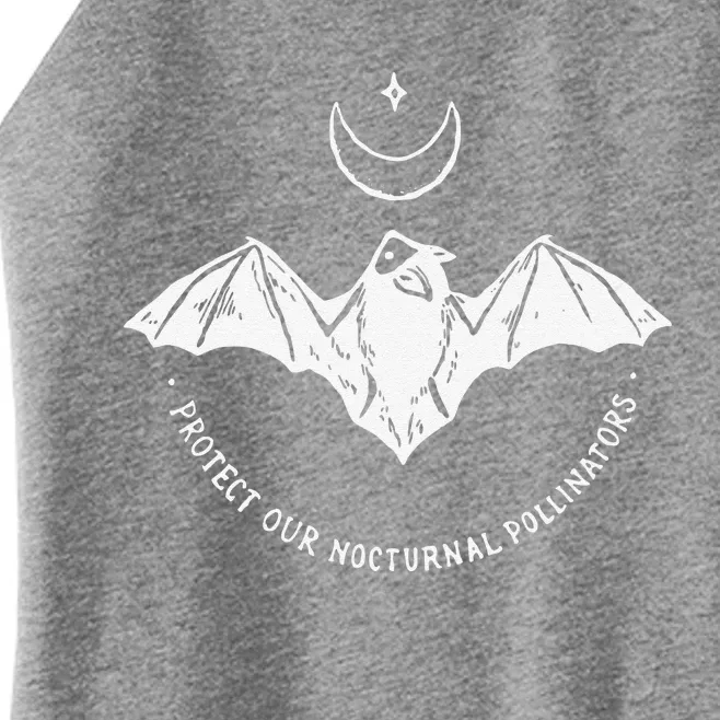 Protect Our Nocturnal Polalinators Bat With Moon Halloween Women’s Perfect Tri Rocker Tank