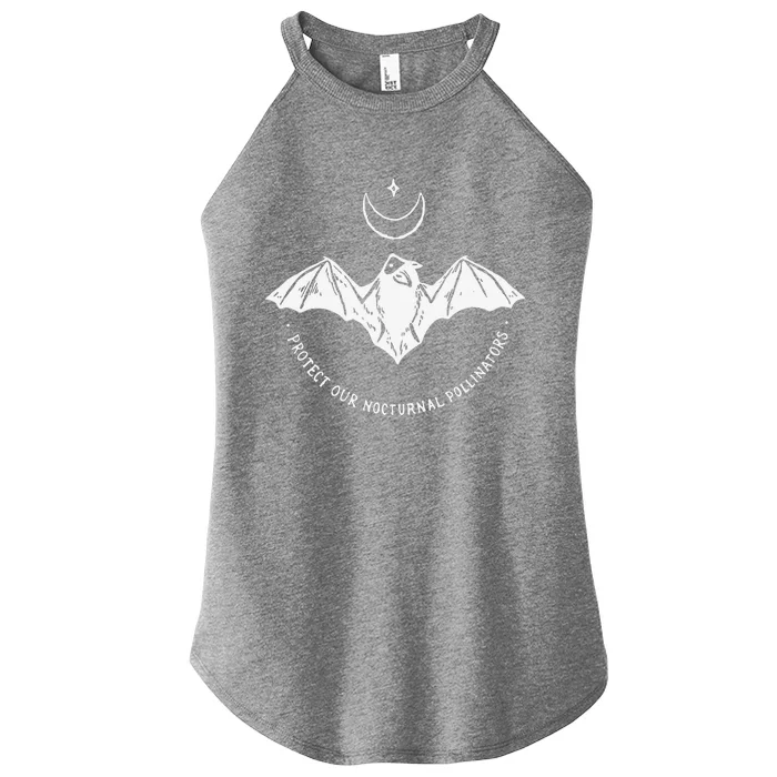 Protect Our Nocturnal Polalinators Bat With Moon Halloween Women’s Perfect Tri Rocker Tank