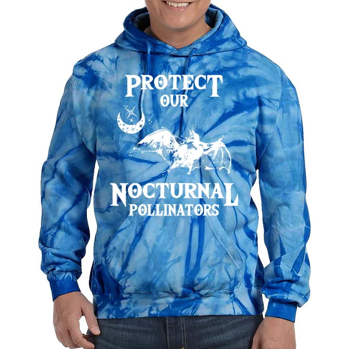 Protect Our Nocturnal Pollinators Gift Bat With Moon Art Cool Gift Tie Dye Hoodie