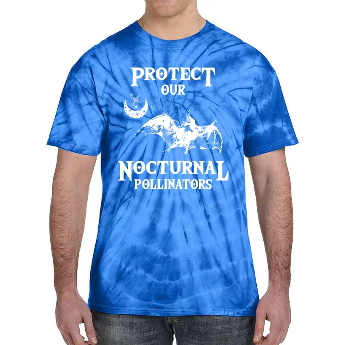 Protect Our Nocturnal Pollinators Gift Bat With Moon Art Cool Gift Tie-Dye T-Shirt