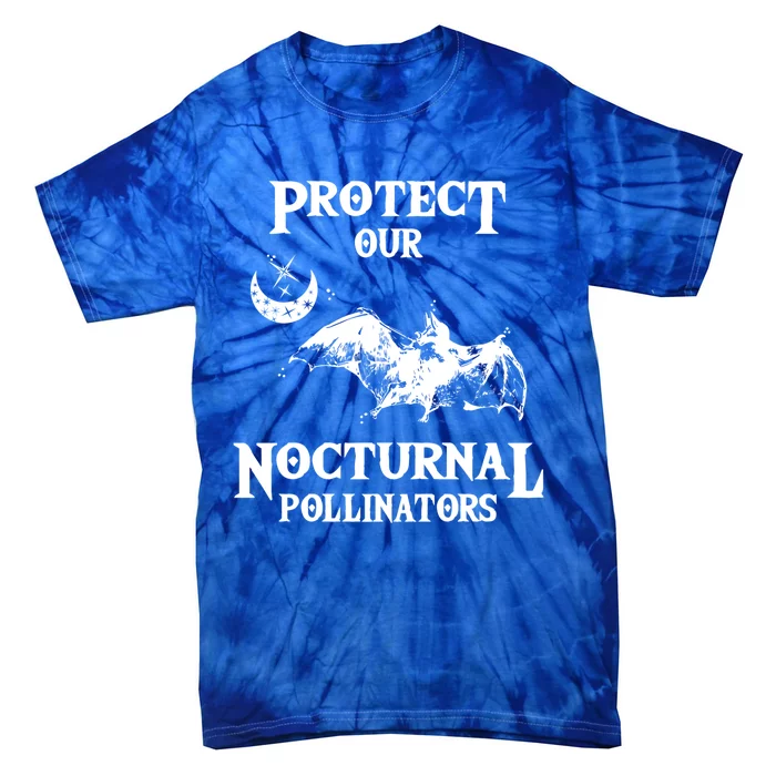 Protect Our Nocturnal Pollinators Gift Bat With Moon Art Cool Gift Tie-Dye T-Shirt