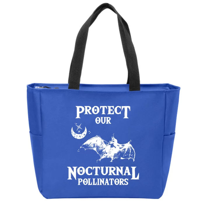 Protect Our Nocturnal Pollinators Gift Bat With Moon Art Cool Gift Zip Tote Bag