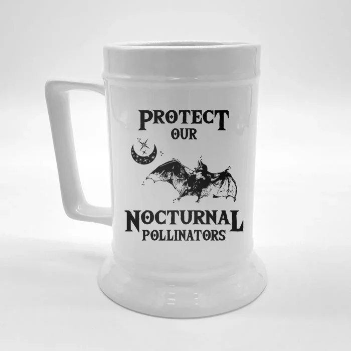 Protect Our Nocturnal Pollinators Gift Bat With Moon Art Cool Gift Front & Back Beer Stein