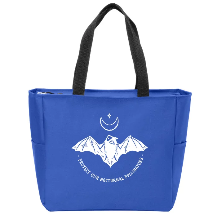 Protect Our Nocturnal Polalinators Bat With Moon Halloween Meaningful Gift Zip Tote Bag