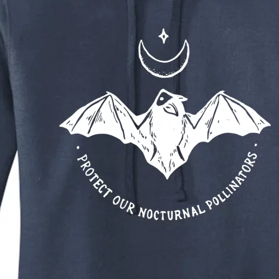 Protect Our Nocturnal Polalinators Bat With Moon Halloween Meaningful Gift Women's Pullover Hoodie