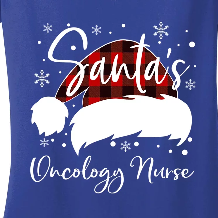 Pediatric Oncology Nurse Elf Oncology Nurse Santas Favorite Gift Women's V-Neck T-Shirt