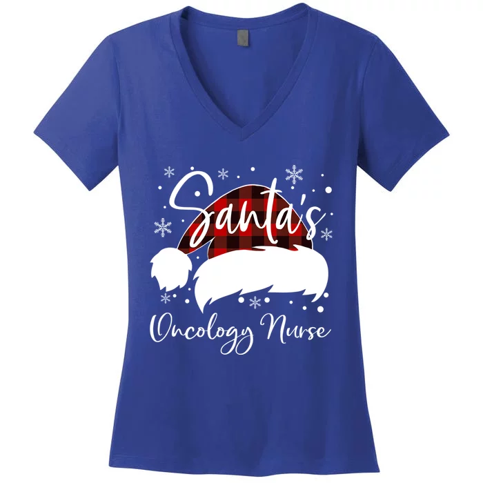 Pediatric Oncology Nurse Elf Oncology Nurse Santas Favorite Gift Women's V-Neck T-Shirt